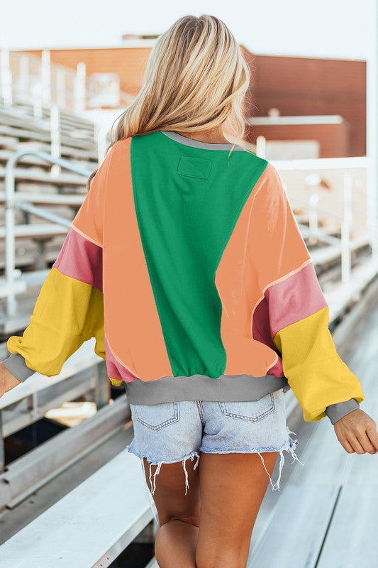 **SALE!** Itasca Green Colorblock Sweatshirt