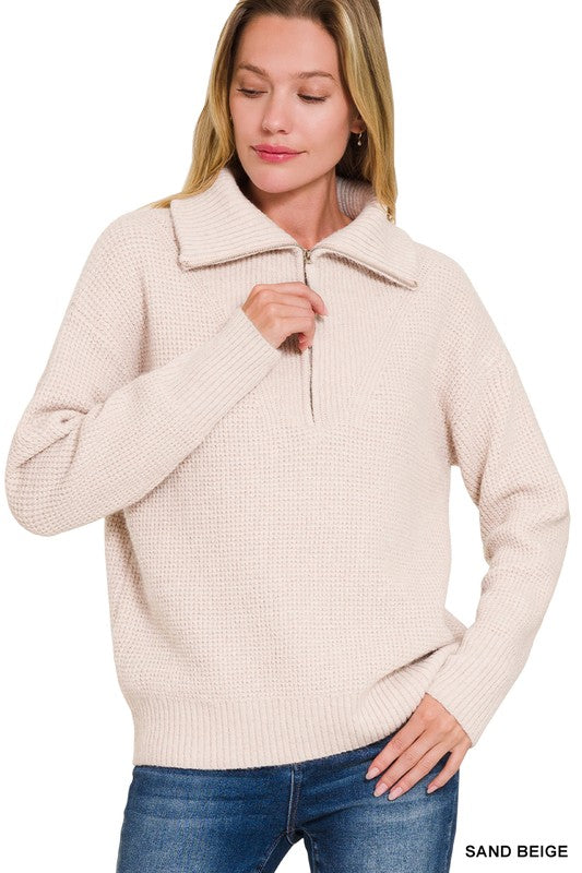 Hollow Knit Quarterzip Pullover