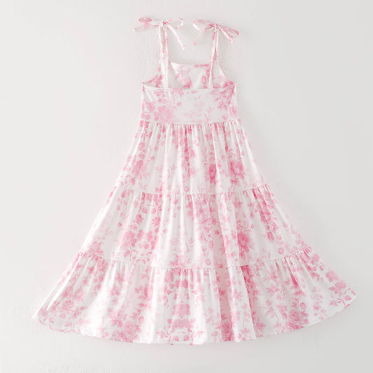 Girls Mayfield Floral Tiered Pink Dress