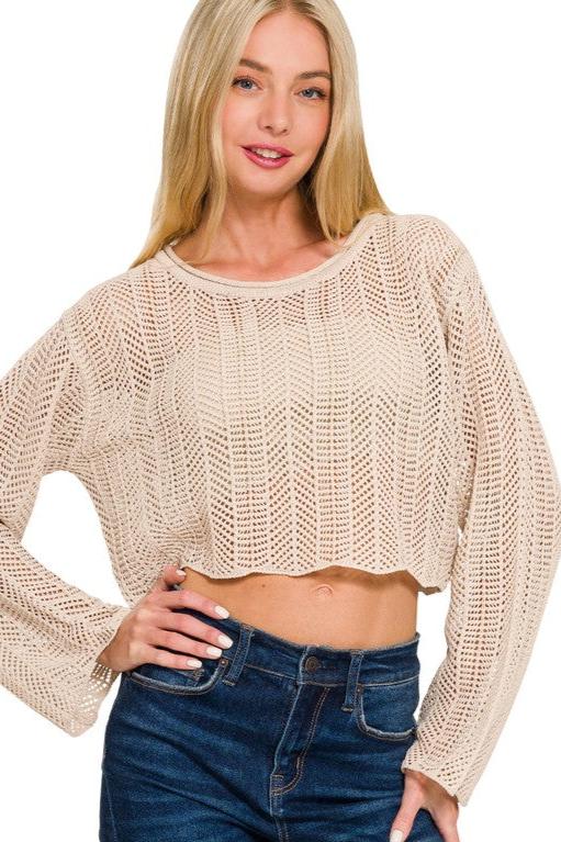 **SALE!** Harmonia Crop Crochet Knit Top