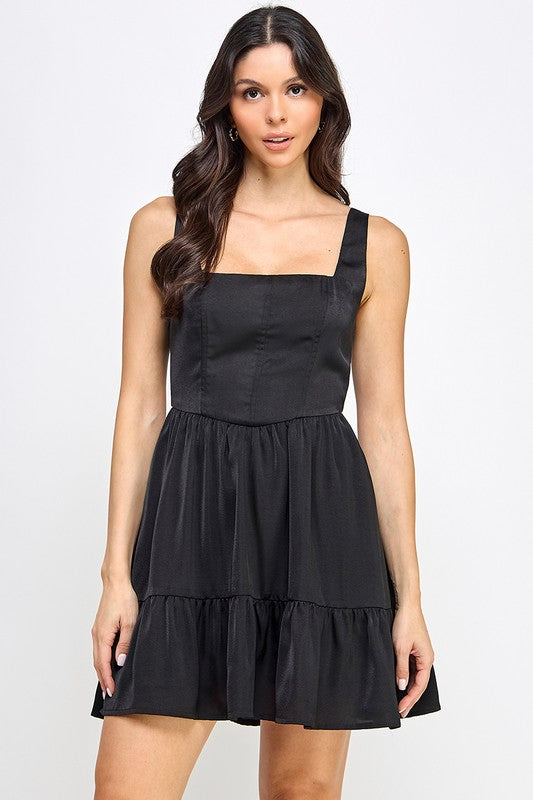 Pasadena Satin Square Neck Dress