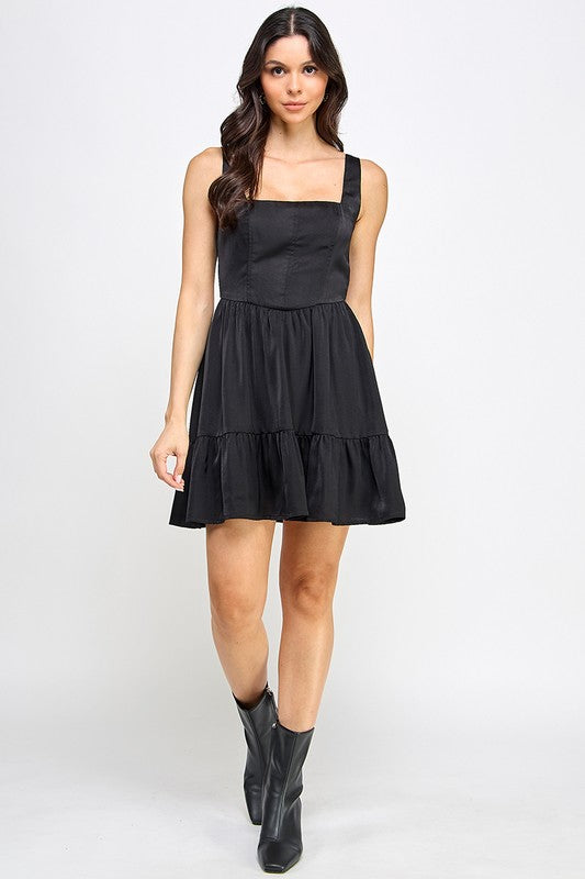 Pasadena Satin Square Neck Dress