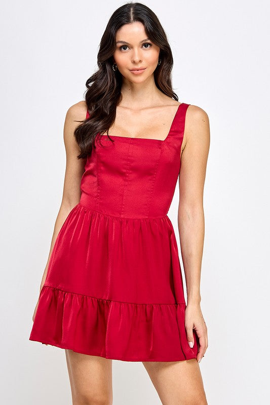 Pasadena Satin Square Neck Dress