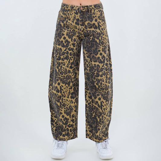Bazi Leopard Barrel Jeans