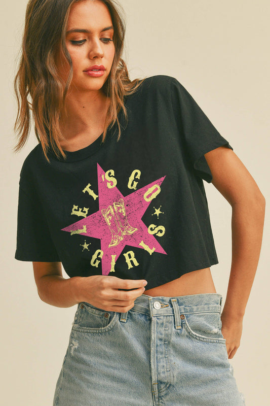 **SALE!** Let's Go Girls Star Oversized Cropped Tee