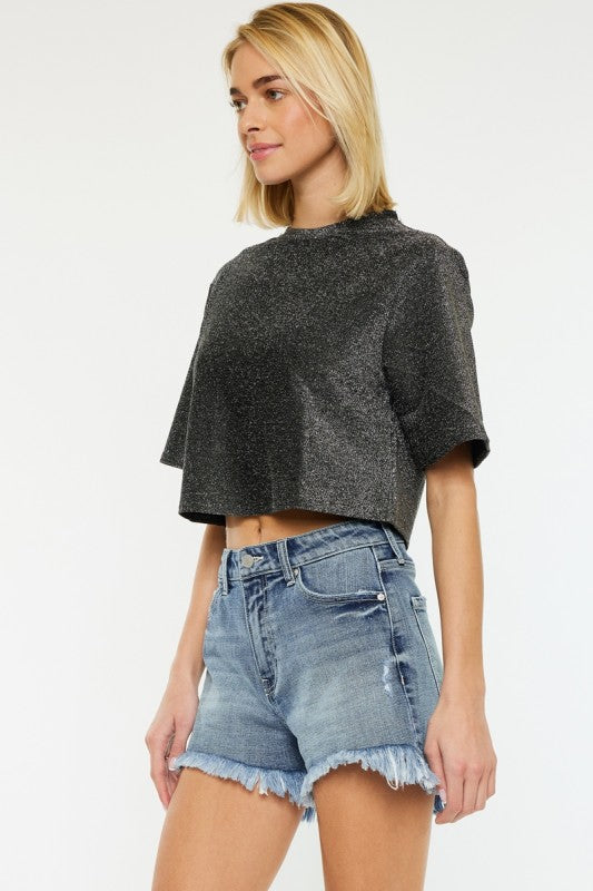 Kancan Orangeburg Frayed Mom Shorts