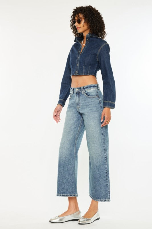 Kancan Daliah Cropped Flare Barrel Jeans
