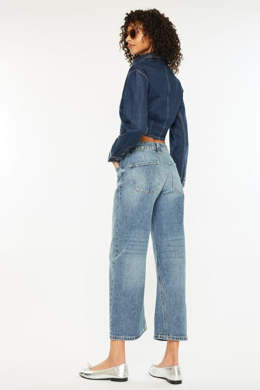 Kancan Daliah Cropped Flare Barrel Jeans