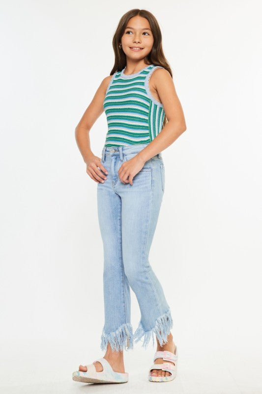 Girls Kancan Beth LW Crop Distressed Jeans