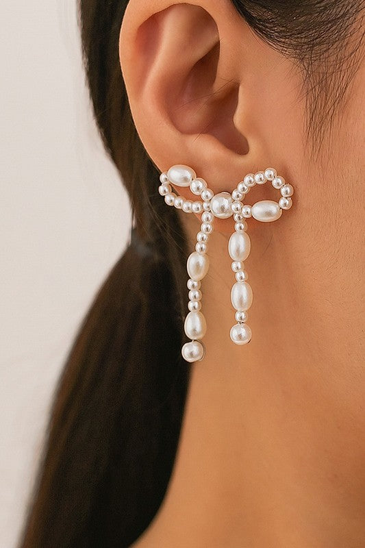 Pearl Bow Earrings