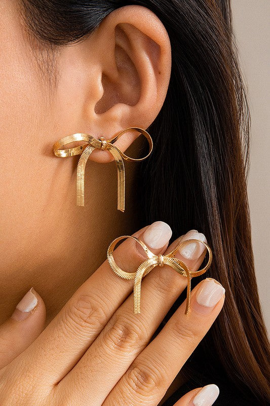 Metallic Bow Earrings