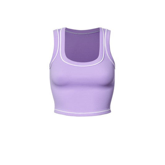Contrast Ribbed Round Neck Crop Tank
