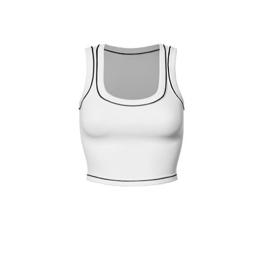Contrast Ribbed Round Neck Crop Tank