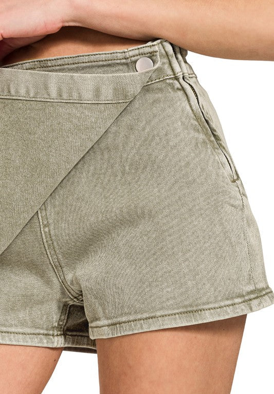 Zenana Wrap Olive Denim Skort
