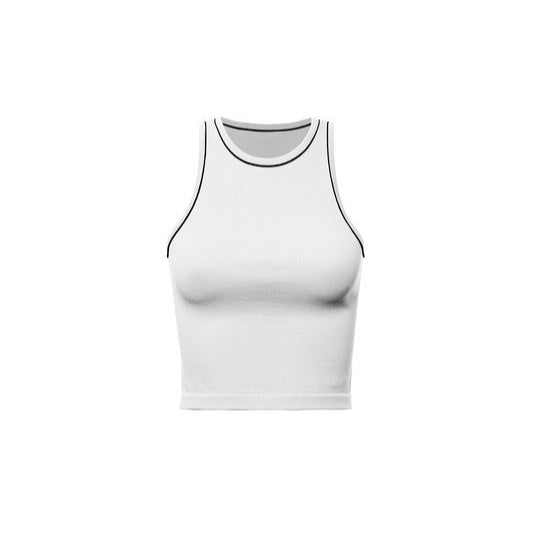 Contrast Ribbed High Neck Crop Tank