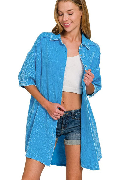 Marina Mineral Muslin Buttondown Dress