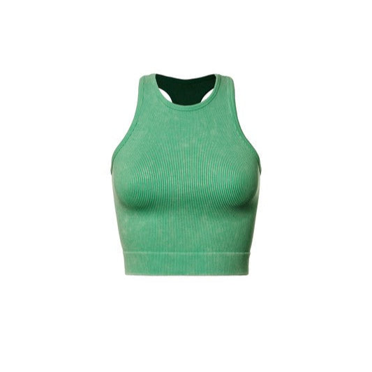 Mineral Ribbed Racerback Crop Tank