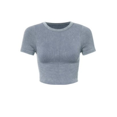 Mineral Waffle Fitted Crop Tee