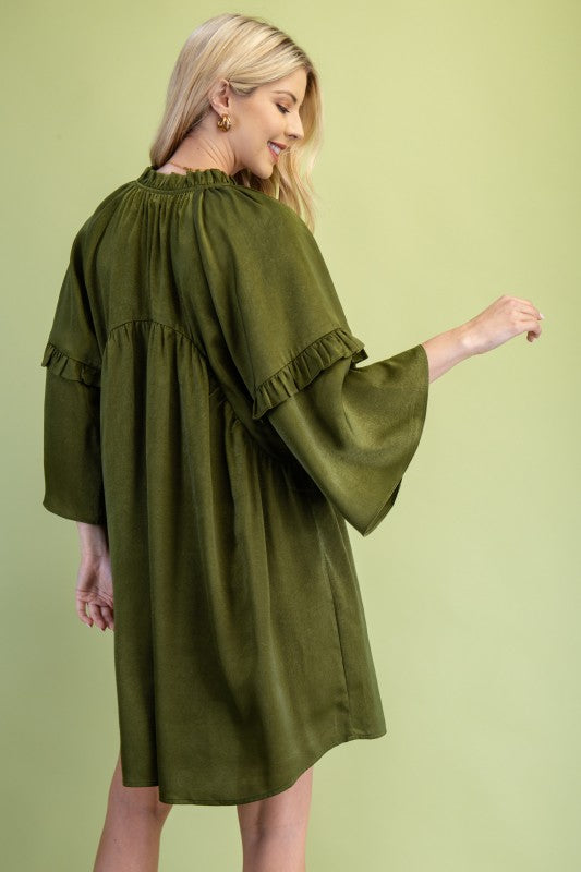 Bellamy Satin Boho Olive Dress