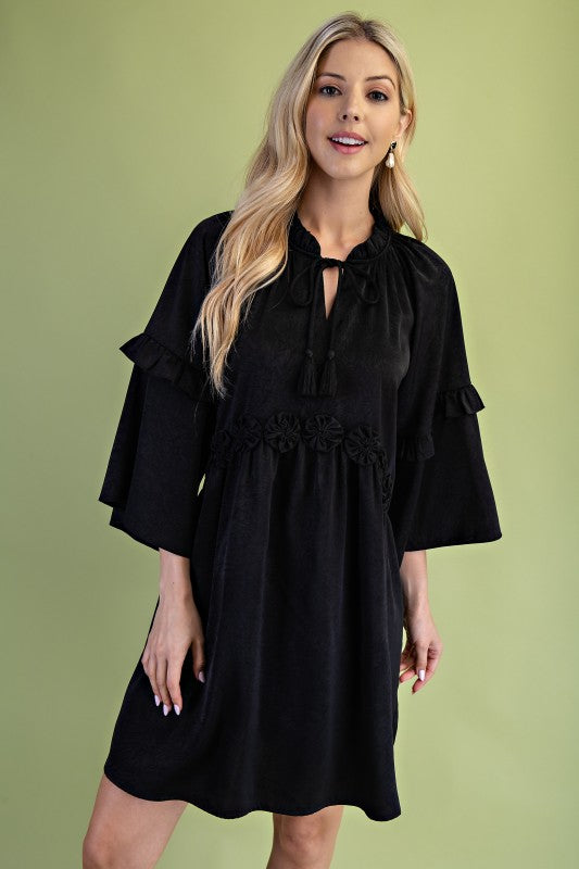 Bellamy Satin Boho Black Dress