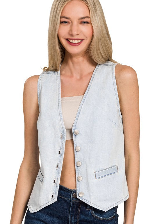 Ultra Light Wash Denim Vest