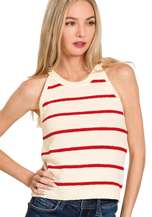 Ophelia Striped Jewel Knit Tank