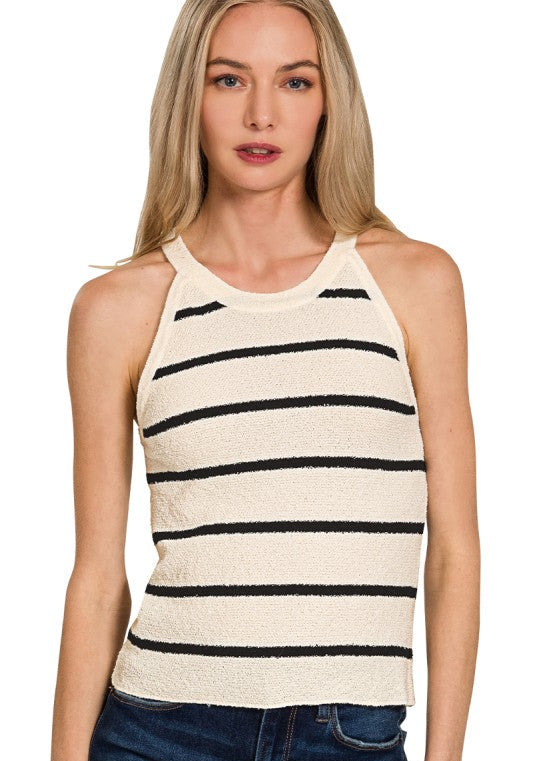 Ophelia Striped Jewel Knit Tank