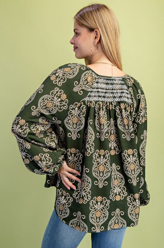 Ornamental Smocked Blouse