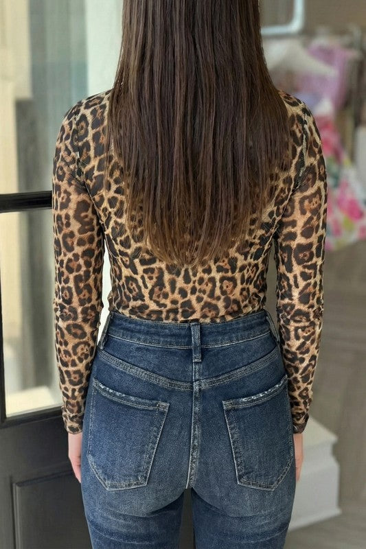 Sybil Leopard Mesh Top