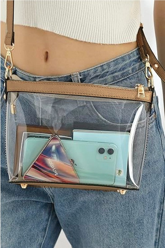 Clear Basic Light Brown Crossbody Bag