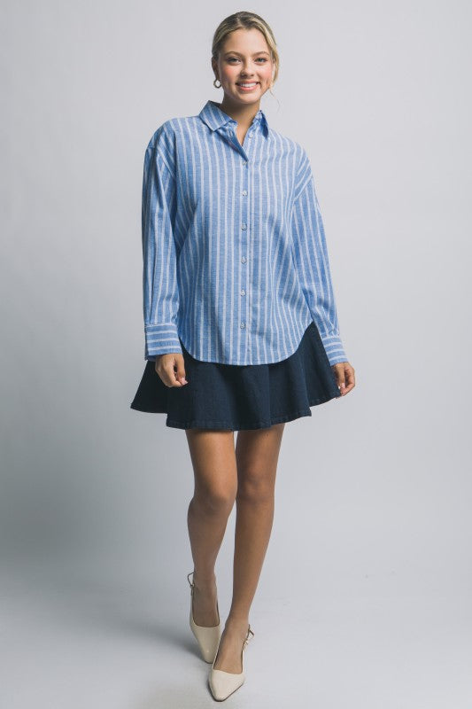 Veda Striped Longsleeve Buttondown Top