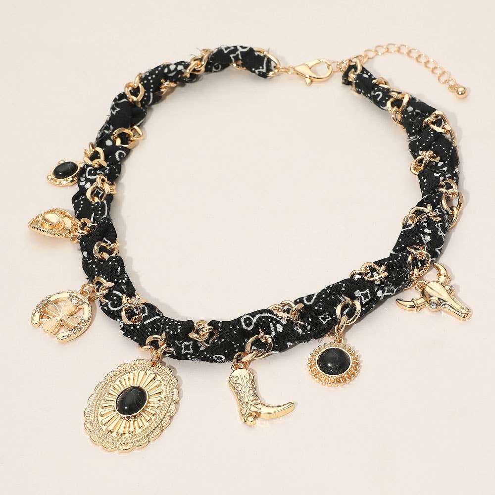 Charlee Bandana Concho Charm Necklace