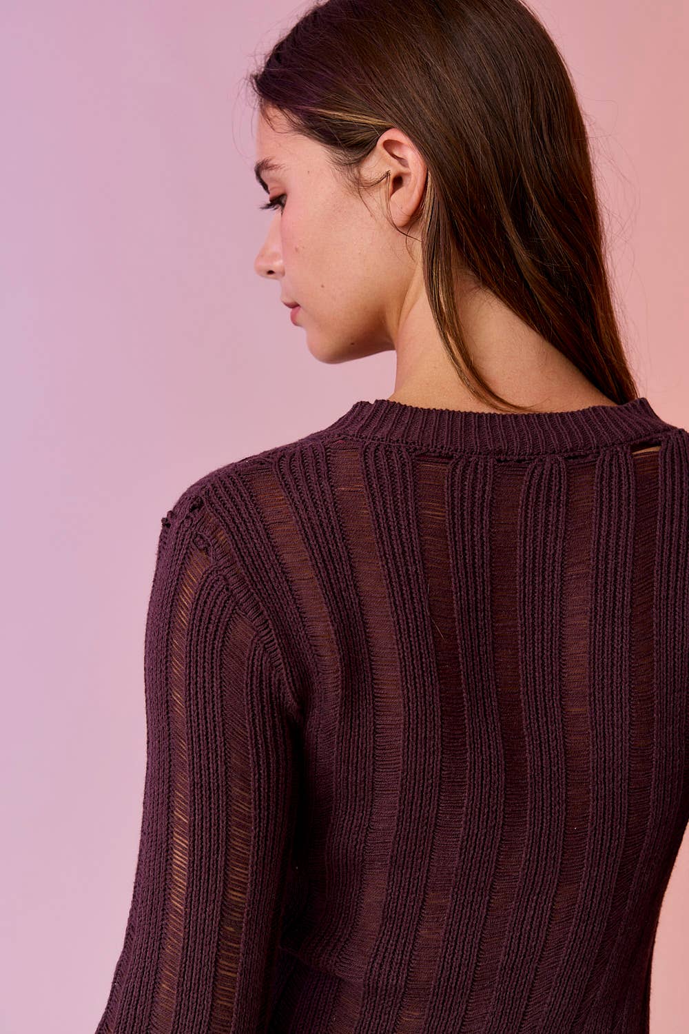 Sadie Ladder Knit Mini Cocoa Dress
