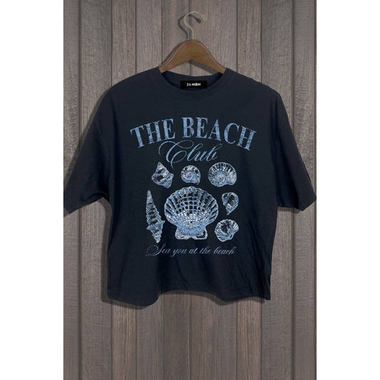 **SALE! The Beach Club Shell Black Cropped Tee