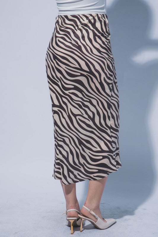 Melanie Zebra Satin Skirt