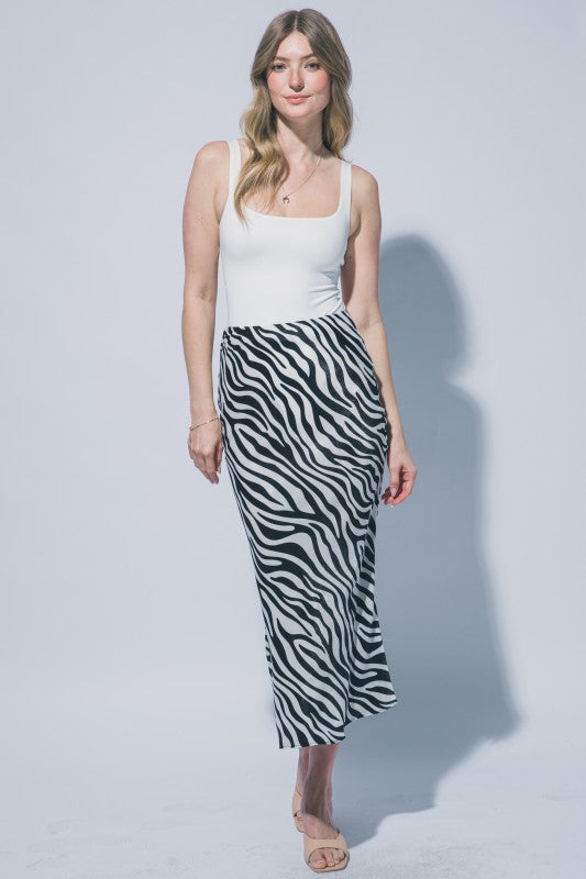 Melanie Zebra Satin Skirt