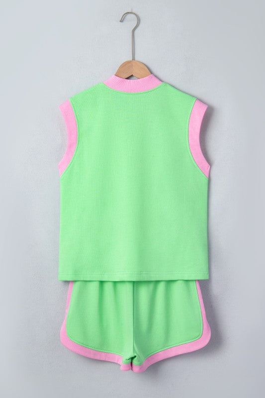 Francesca Contrast Mint Short Set