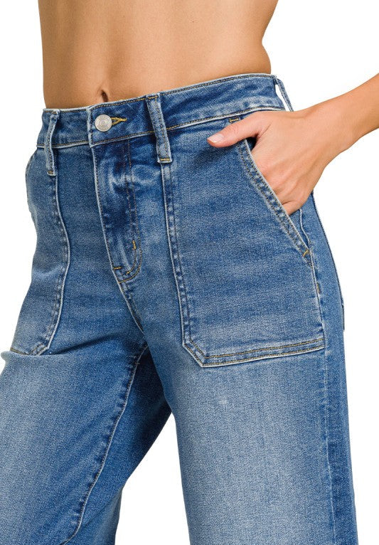 Zenana Tarrant Cropped Wide Leg Jeans