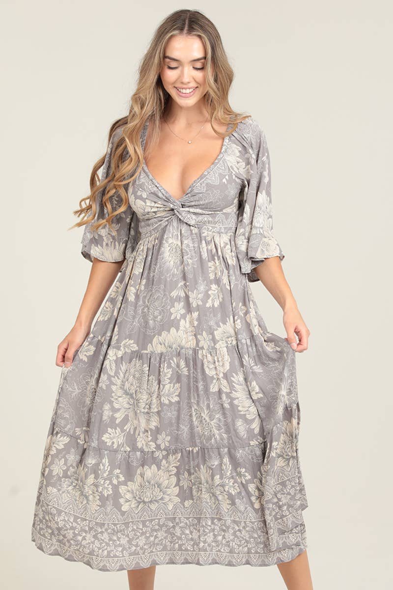 Sicily Grey Boho Dress