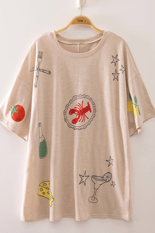 Seafood Graphic Oversized Tee