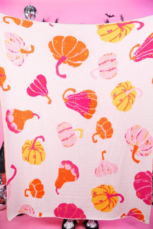 Pink Pumpkin Microfiber Throw Blanket
