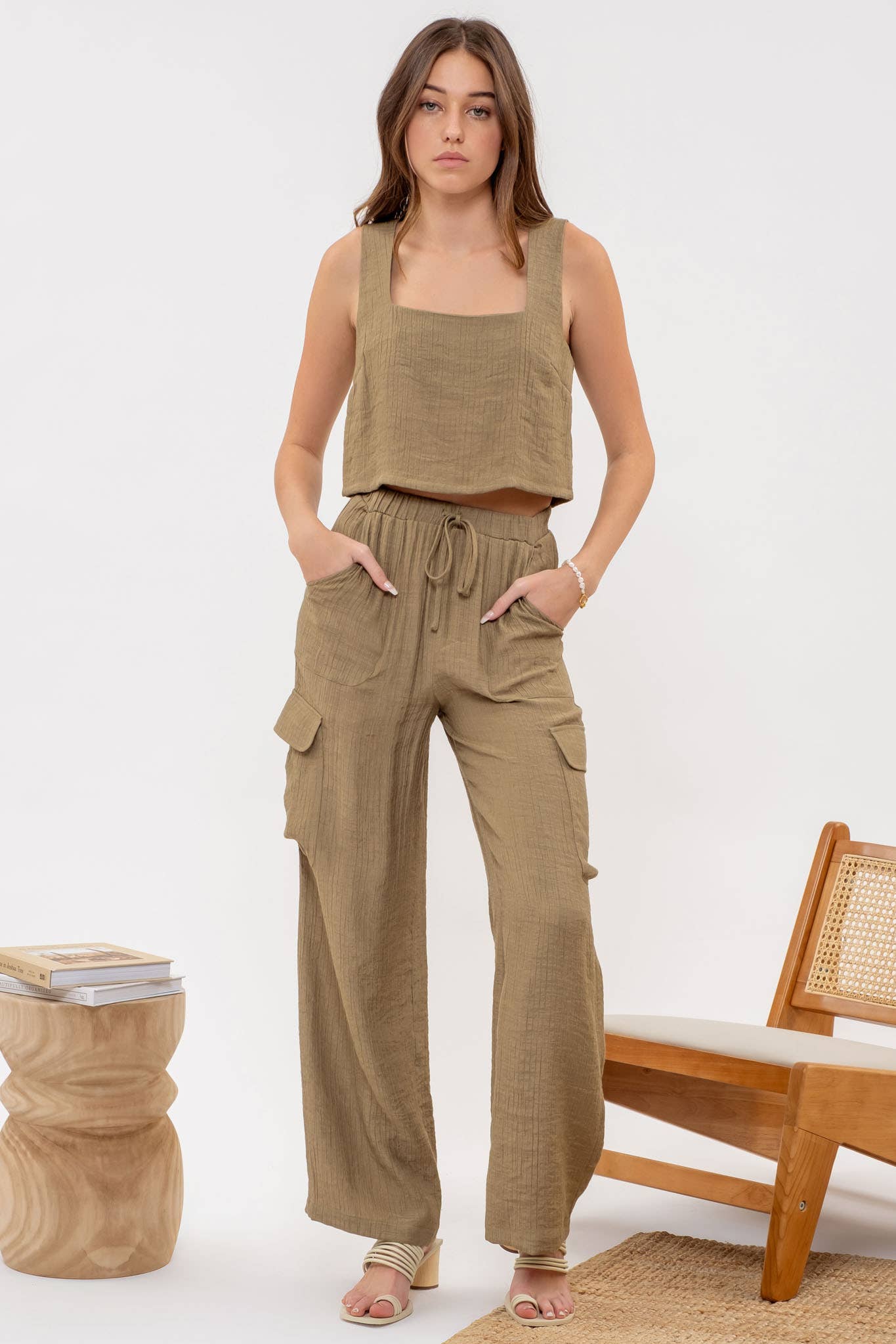Shylo Crinkle Cargo Pant Set