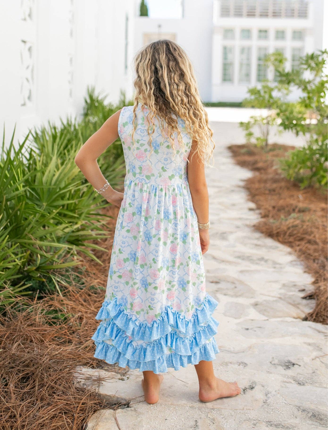 Girls Felicity Lattice Floral Maxi Dress