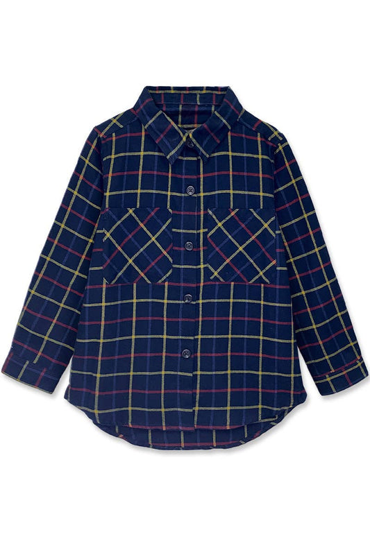 Girls Josey Plaid Navy & Red Buttondown