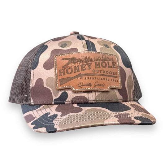 Youth Honey Hole Leather Shotty Duck Camo Hat