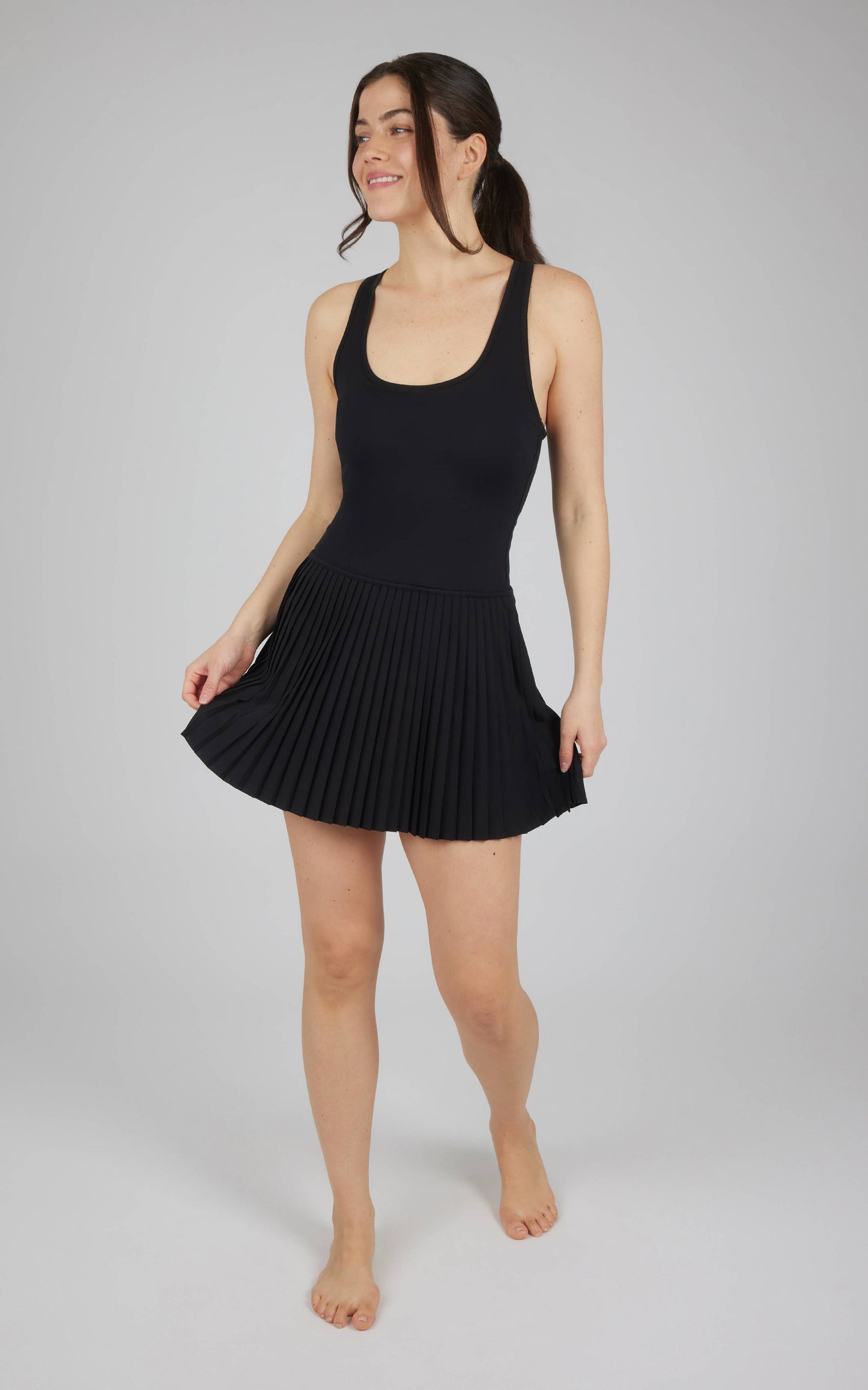 Lux Racerback Navy Pleated Tennis Dress