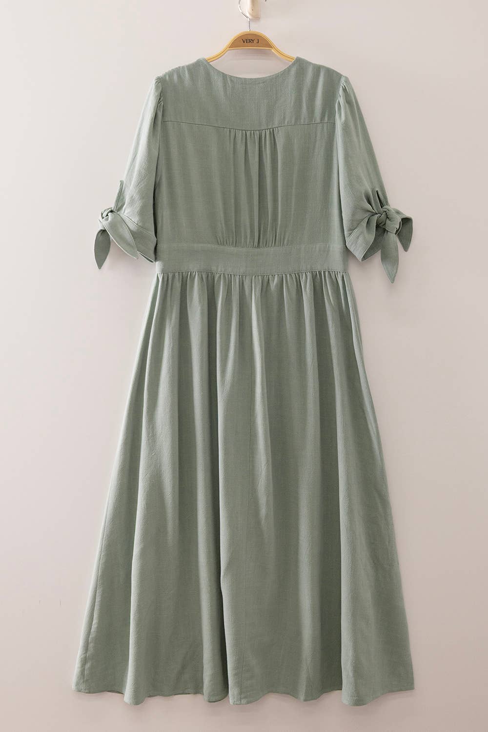 Patricia Buttondown Linen Midi Sage Dress