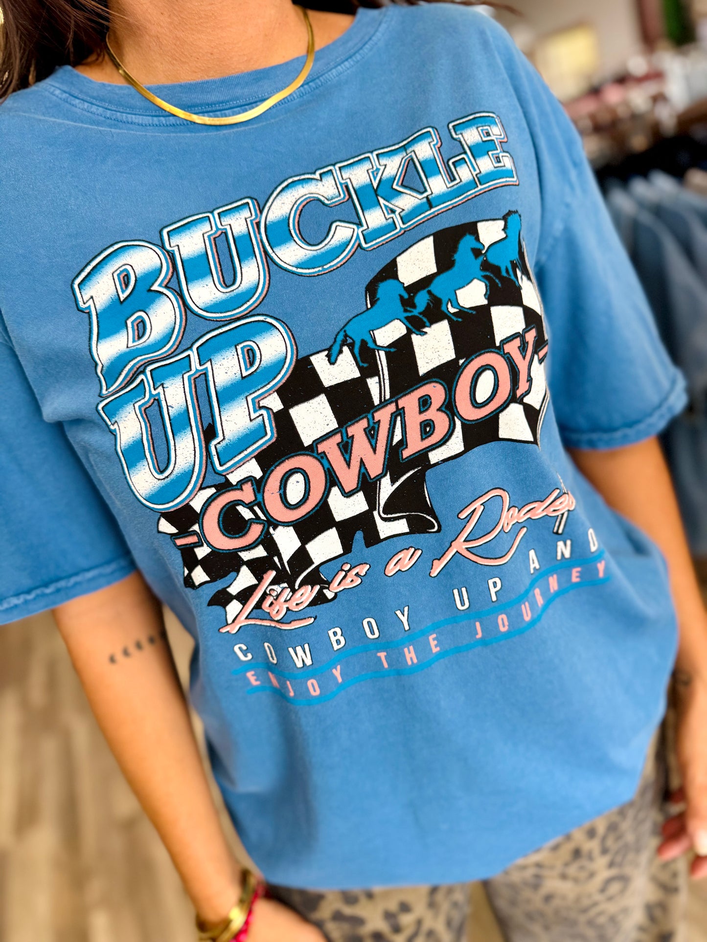 Buckle Up Cowboy Oversized Mineral Tee