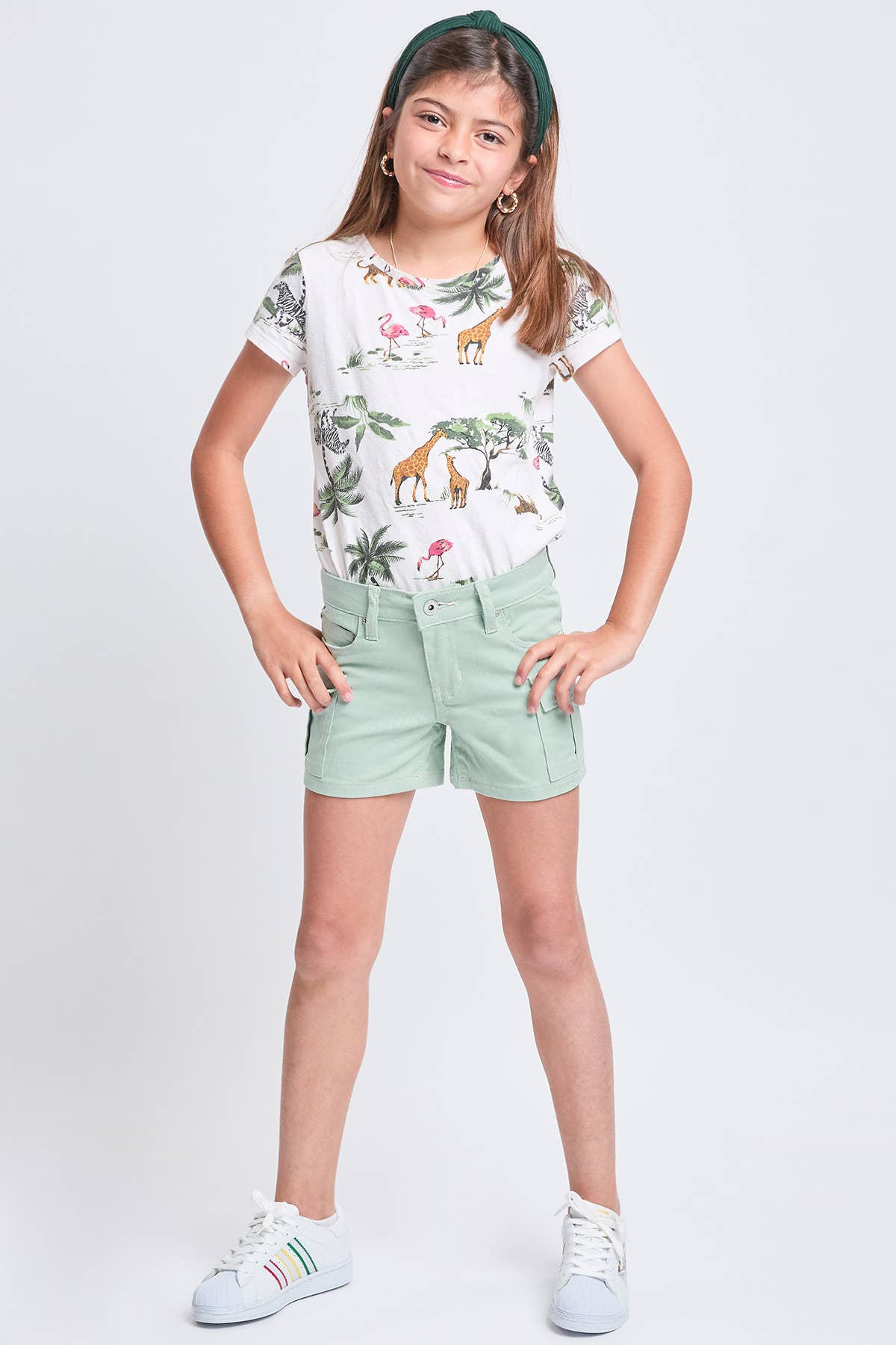 Girls YMI Twill Cargo Sage Shorts