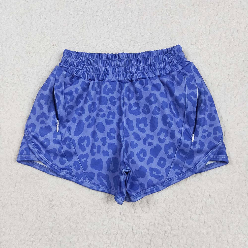 Baby/Toddler Girls Athletic Blue Leopard Shorts
